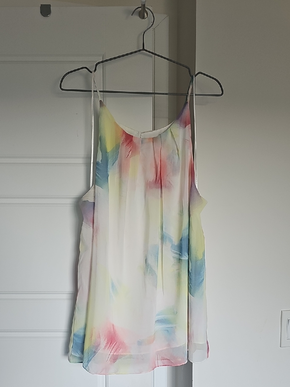 Lightweight Multicolor Watercolor Print Cami Top - White
